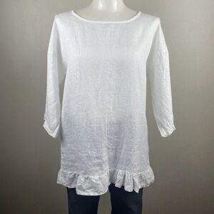 White Ruffle Hem Women's Top